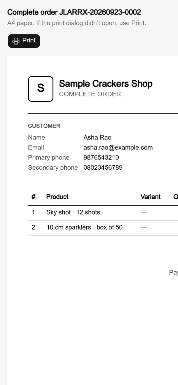 The customer’s copy